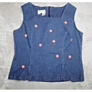 Betsy Lauren Vintage 90’s/ Y2K Denim PINK Daisy Boho Top Size 16